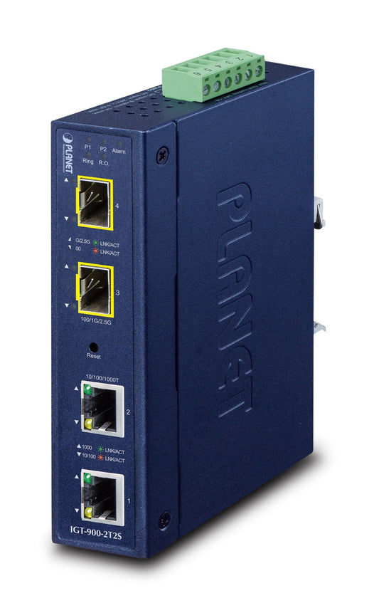 Convertidor de Medios Administrado SFP Industrial de 2 Puertos 10/100/1000T + 2 Puertos 100/1000/2500X