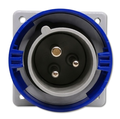 ENCHUFE MACHO EMBUTIDO 2P+T IP67 16A 6h 200-250V, FIJACION 75X75mm