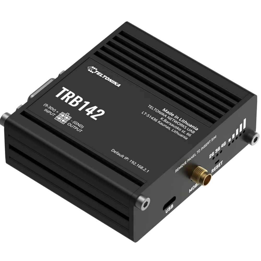Pasarela de Comunicación Celular de Uso Industrial Teltonika TRB142 Tecnologías 2G/3G/4G Categoría 4 Puertos Serie RS232 Entradas/Salidas Digitales