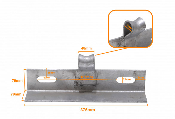 GTL00631. 79x79x6x375mm Riostra Cruceta Terminal de Hierro para Poste