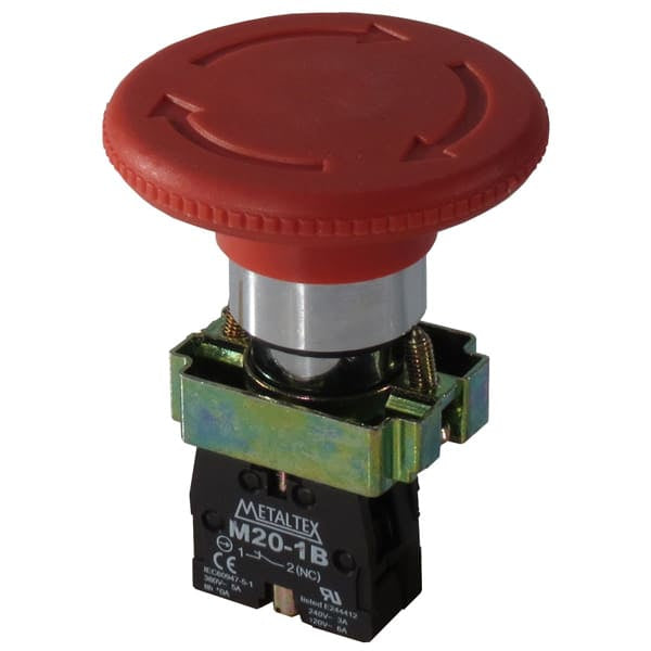 Botón de emergencia tipo hongo metálico 60mm 1NC Serie M20