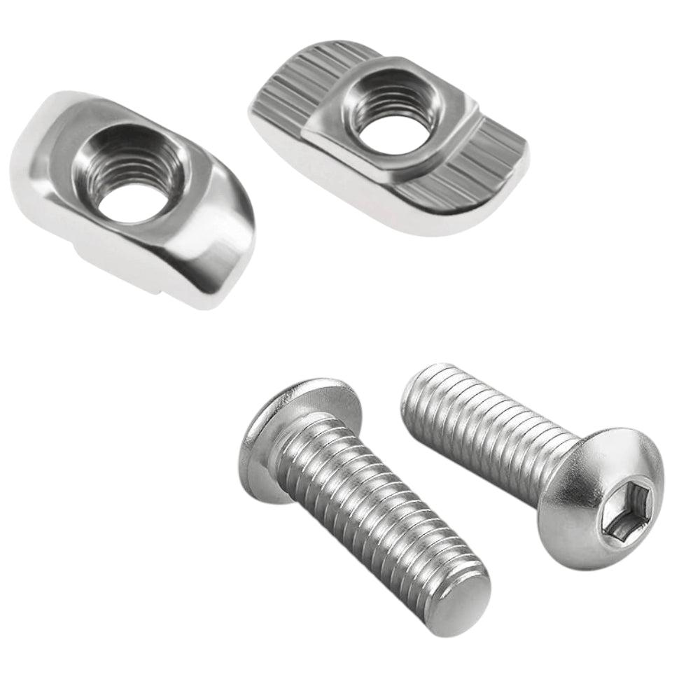 Tuerca en forma de "T" M5 + tornillos para perfil Tslot 30 mm (Pack 50 pares)
