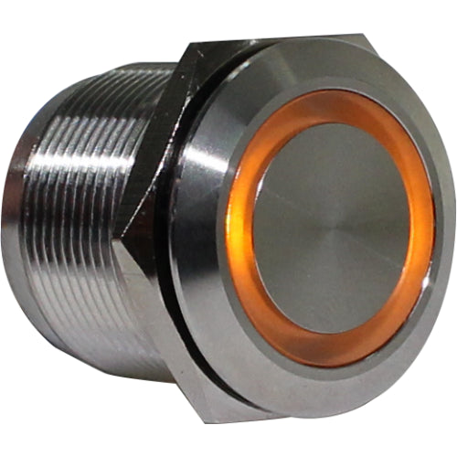 Botón antivandálico retentivo iluminado 22mm Serie AVI-R - En blanco - Rojo - Piloto LED 24VAC/DC - Metálico negro