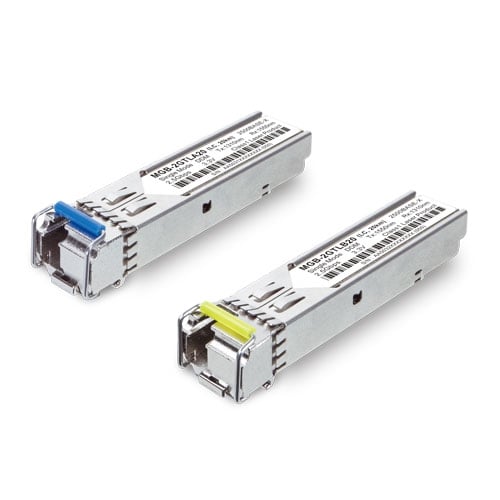 Módulos SFP 2.5G Planet 2500BASE-X SFP serie MGB-2G - 20 kilómetros industrial (WDM monomodo, TX:1310nm RX:1550nm, DDM, -40~85°C)
