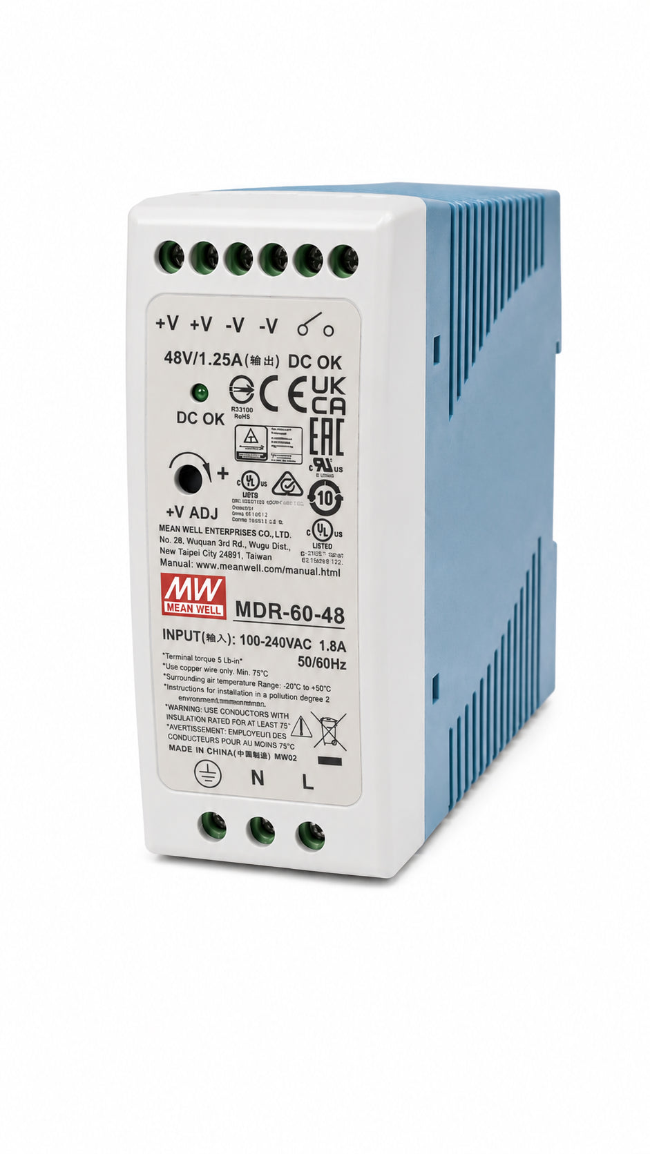 Fuente de poder Riel DIN 60W plástico MDR-60 - 5V