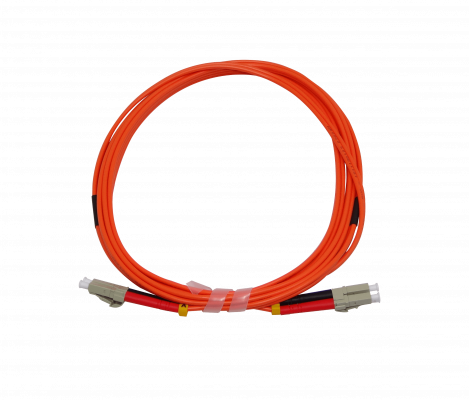 JFMLL3. Cable puente de fibra óptica dúplex multimodo OM1 de 3 metros con conectores LC a LC, núcleo de 62,5/125 µm y cubierta LSZH
