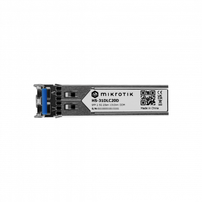 HS-31DLC20D MIKROTIK Transceptor SFP 2,5G 2-LC 20 km monomodo 1330 nm, velocidad 2,5 Gbps, con DDM