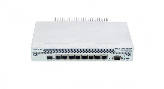CCR1009-7G-1C-PC. MIKROTIK Enrutador de cable 9-1GHz 7-1000 1-puerto SFP combinado USB RS232 L6 PoE/entrada 18-56V