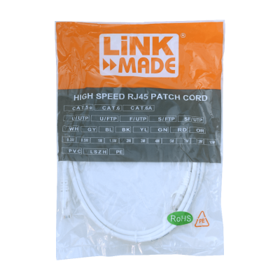 CP6W-20L LINKMADE Cable de Conexión Multifilar Cat6 U/UTP Blanco LSZH de 2 Metros, Inyectado