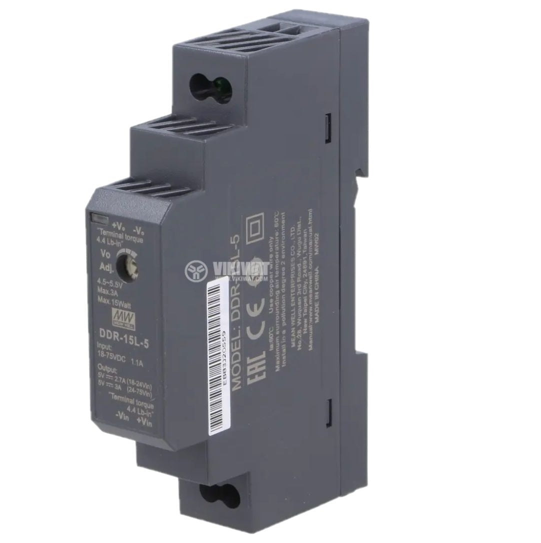 Transformador DC/DC 5V 3A 15W – Mean Well DDR-15L-5
