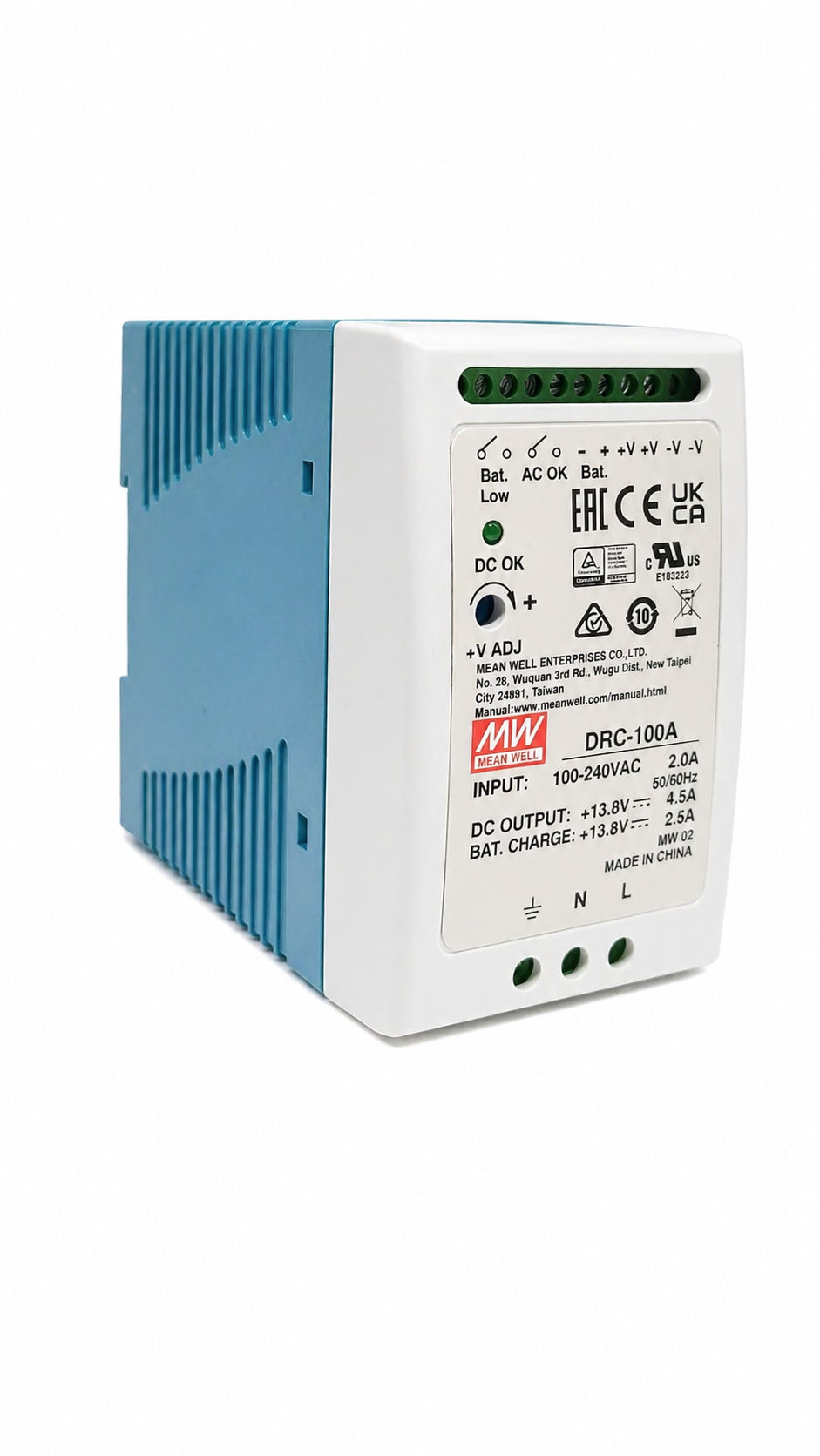 Fuente de poder riel DIN con UPS 100W DRC-100 - 13.8V / 13.8V