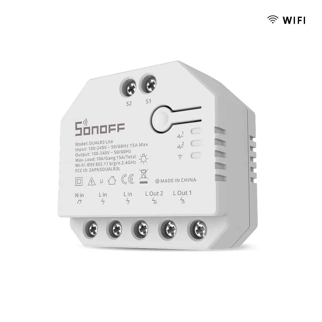 Relé Inteligente Sonoff DUALR3 Lite de Doble Circuito y Mando de Velocidad