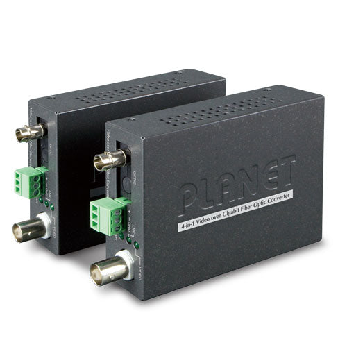 Kit de paquete de vídeo a través de fibra 20km Gigabit 4 en 1 de 1 canal (VF-101G-T + VF-101G-R)