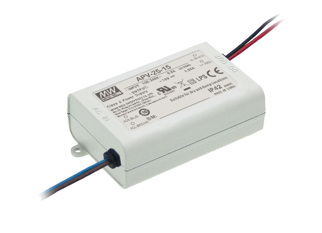 Driver LED plástico voltaje 25W APV-25 - 15V
