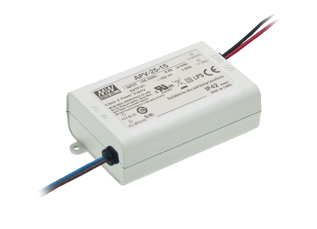 Driver LED plástico voltaje 25W APV-25 - 12V