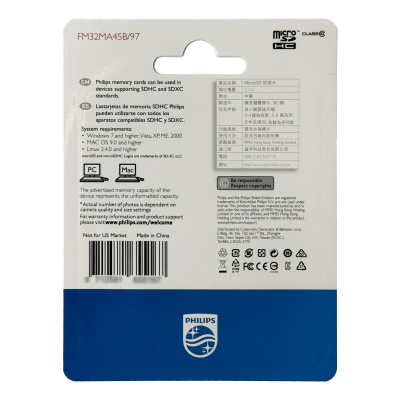 MSD-32GB. PHILIPS 32GB MicroSD con Adaptador-SD 100/85mb/s Clase10 U1 V10 SDCS2