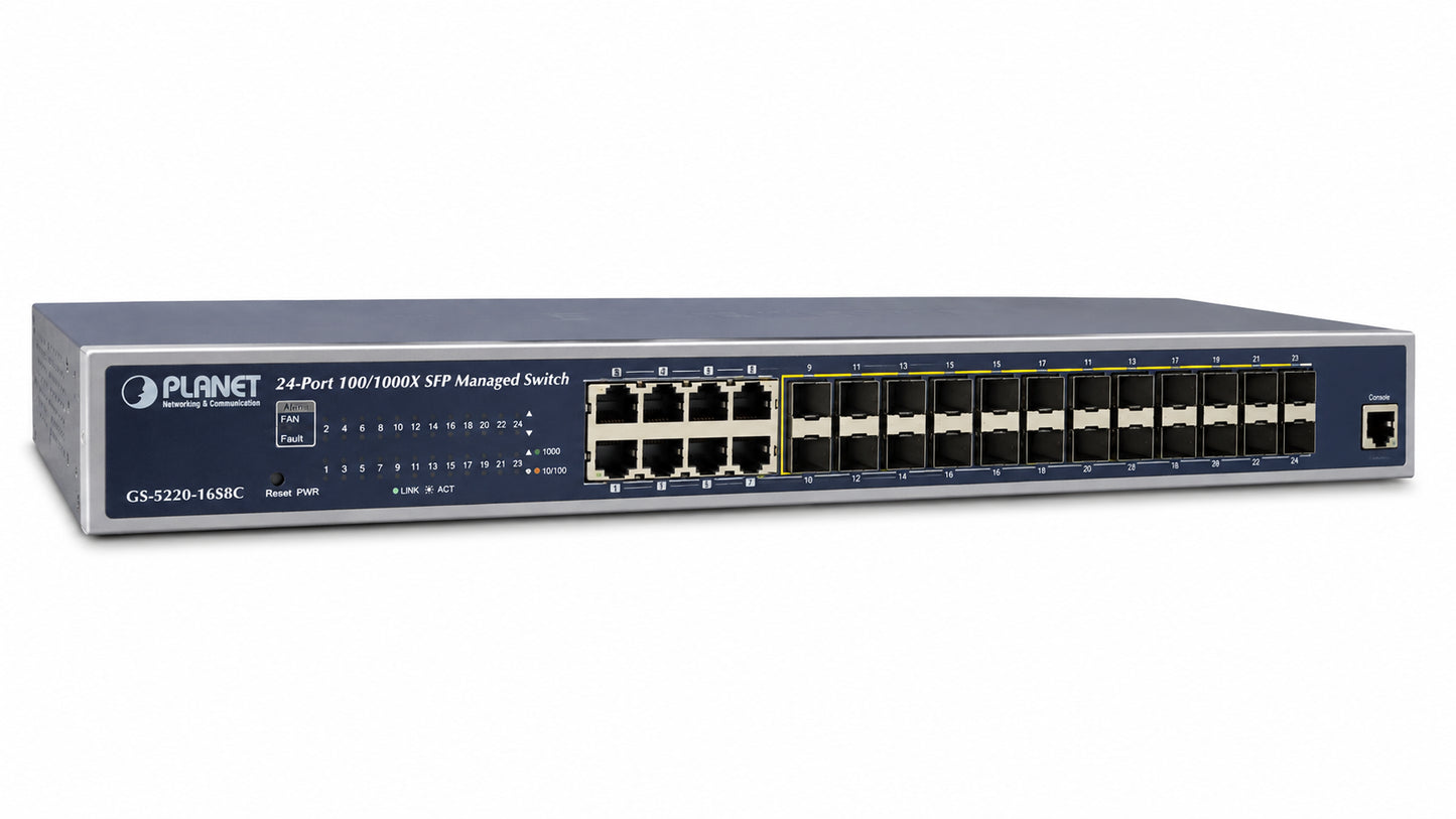 Switch L2+ 24 Puertos 100/1000X SFP + Switch Administrado TP Compartido de 8 Puertos (Descontinuado)