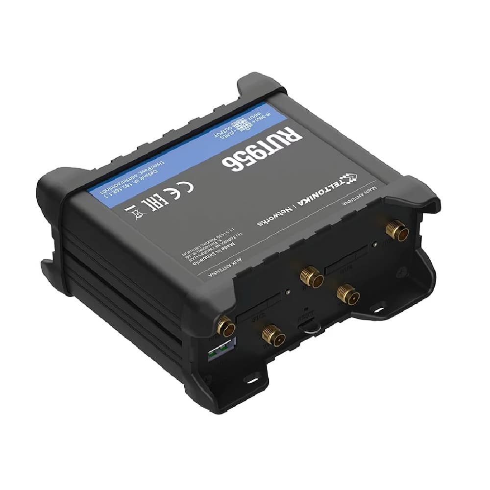 Enrutador de Datos Móvil Industrial 2G/3G/4G Categoría 4 Teltonika RUT956 – WiFi (2.4Ghz) Doble SIM Interfaz RS232/485 Entradas/Salidas Digitales Posicionamiento Global