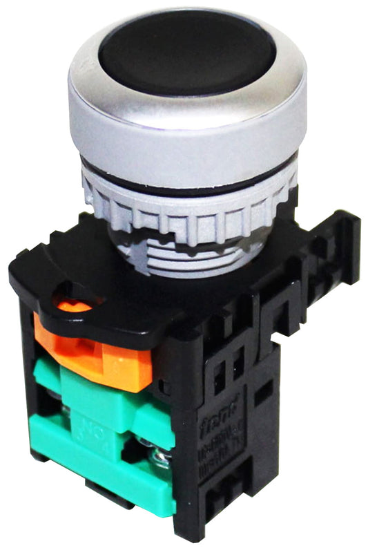 Pulsador momentáneo redondo plástico negro 22mm Serie TN2 - 1NC