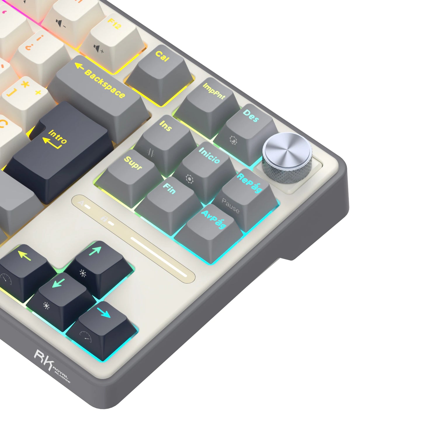 Teclado de Escritura Electromecánico RK R87Pro Semitamaño Gris 80% Idioma Español Pulsadores Rectos – Royal Kludge