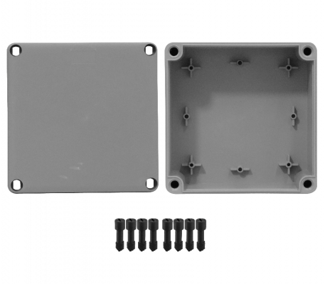 MGC-20 LINKCHIP Caja de superficie estanca color gris 150x150x80mm en poliestireno con 4 tornillos de poliestireno sin conos