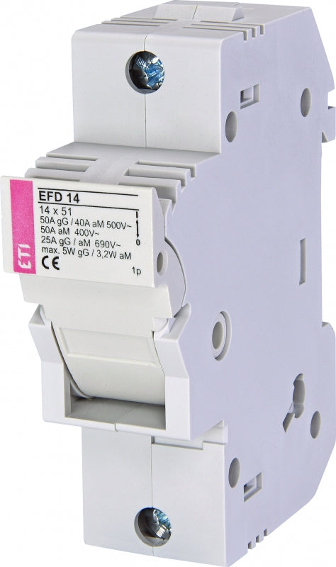 Base porta fusible 14x51; 690V AC / 600V DC 50A max. marca ETI - 3 Polos