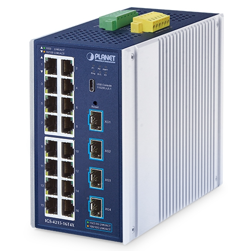 Conmutador Ethernet Gestionado Industrial IGS-4215-16T4X L2/L4 de 16 Puertos 10/100/1000T + 4 Puertos 10G SFP+