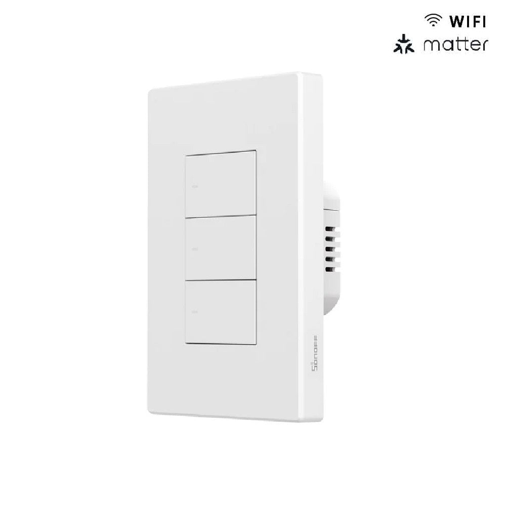 Conmutador Inteligente WiFi de Montaje Mural Sonoff SwitchMan M5 Acabado Blanco Triple Circuito Matter