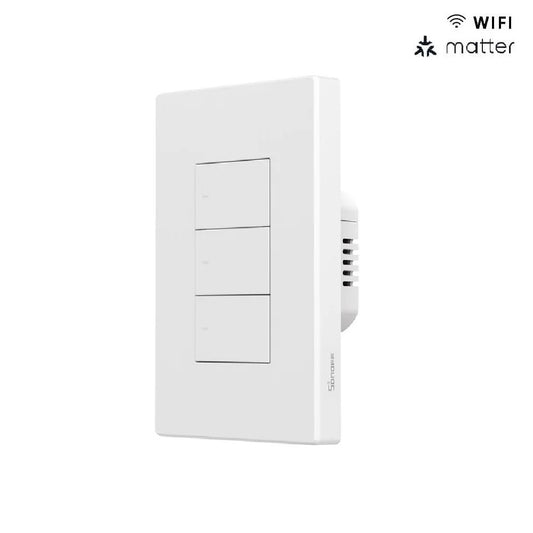 Conmutador Inteligente WiFi de Montaje Mural Sonoff SwitchMan M5 Acabado Blanco Triple Circuito Matter