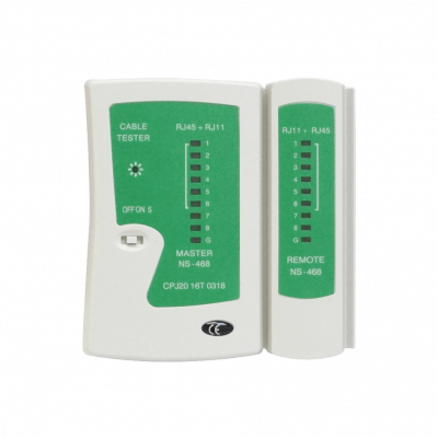 TEST-RED Comprobador de cableado RJ45 RJ11 RJ12 RJ14 RJ25 8p8c 6c6c 6p4c 6p2c NS-468 funciona con pila-9V