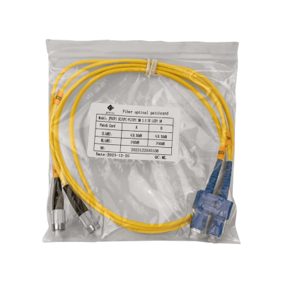 JFSCF1. Cable Conectorizado de Fibra Óptica Monomodo SM Dúplex SC a FC de 1 metro, 3.0 mm, 9/125 µm