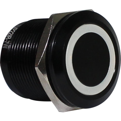 Botón antivandálico retentivo iluminado 19mm Serie AVI-R - Rojo - Piloto LED 220VAC/DC - Cromado