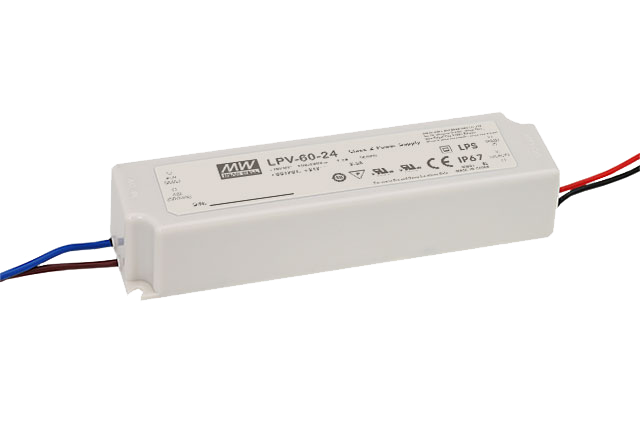 Driver LED plástico voltaje 60W LPV-60 - 12V