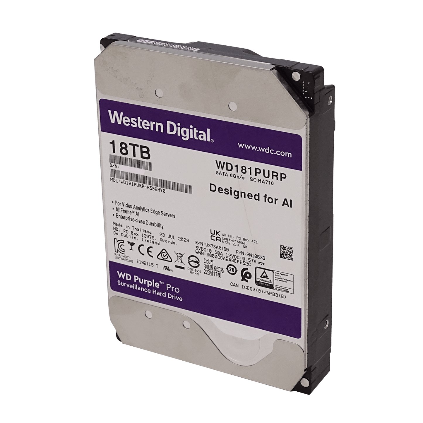 WD181PURP WESTERNDIGITAL 18TB 512mb 7200rpm DiscoDuro interno 3,5pulg SATA 6Gb/s