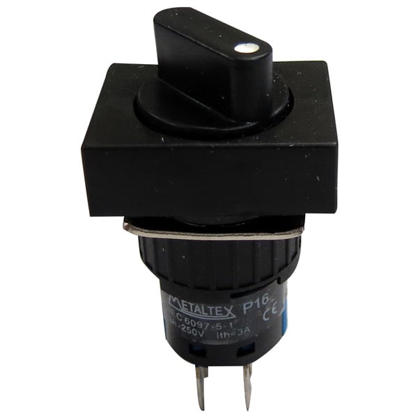 Selector plástico 16mm posiciones fijas Serie P16 - Selector 3 posiciones - R - Redondo