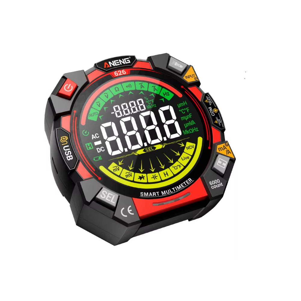 Medidor Multifunción Digital Inteligente 626 con Rango Automático Alimentación USB Recargable Detección NCV 600V 10A