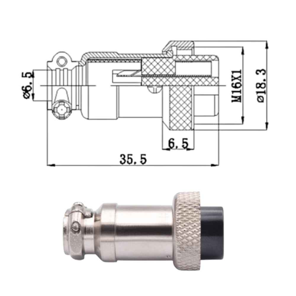 Conector Enchufe Hembra Macho 6 Pines Gx16-6 (pack 2 und)