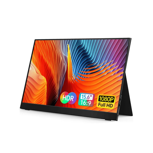 Pantalla Portátil Vilva 15,6″ Resolución 1080P FHD Tecnología IPS con Puertos USB-C HDMI Funda Protectora y Bocinas Acabado Negro