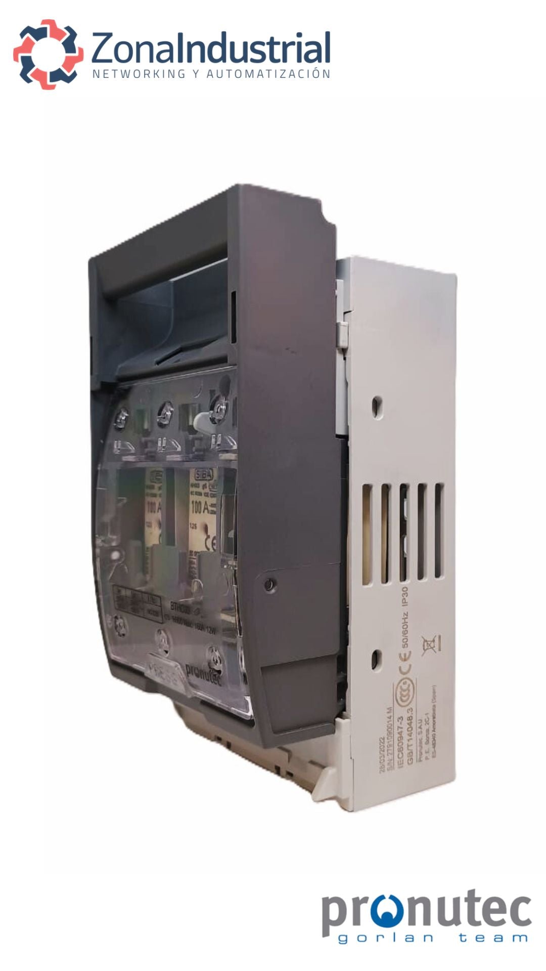 Base porta fusible desconectable en carga NH00 / NH000, 3 polos, panel, 160A 690V AC / 440VDC (Seccionador fusible)