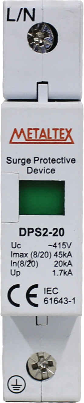 Dispositivo de protección contra sobre tensión 415VAC 20/45KA Tipo II serie DPS2 - 1 Polo