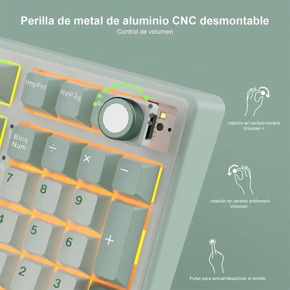 Teclado Mecánico Royal Kludge RK R98 Pro Skycyan con Iluminación RGB en Español y Conexión USB-C