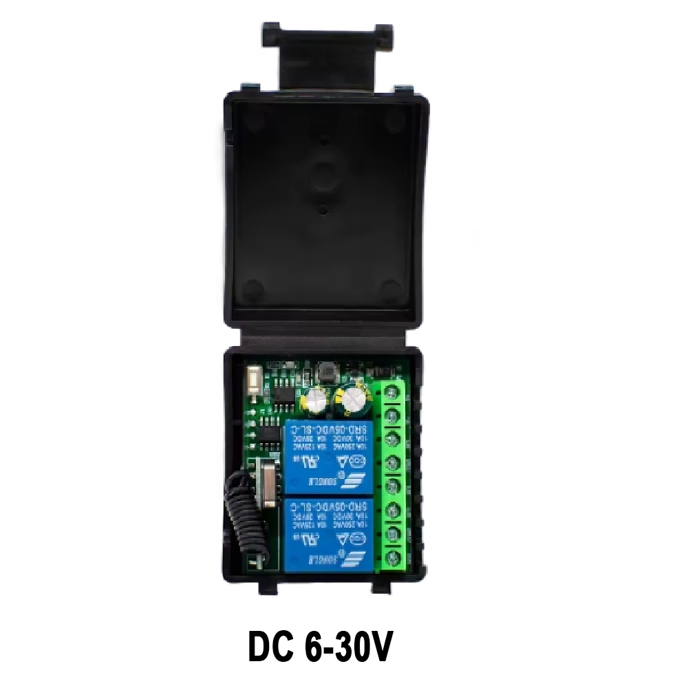 Tarjeta Controladora de Relé Doble 6-30V DC con Mando Inalámbrico RF 433Mhz