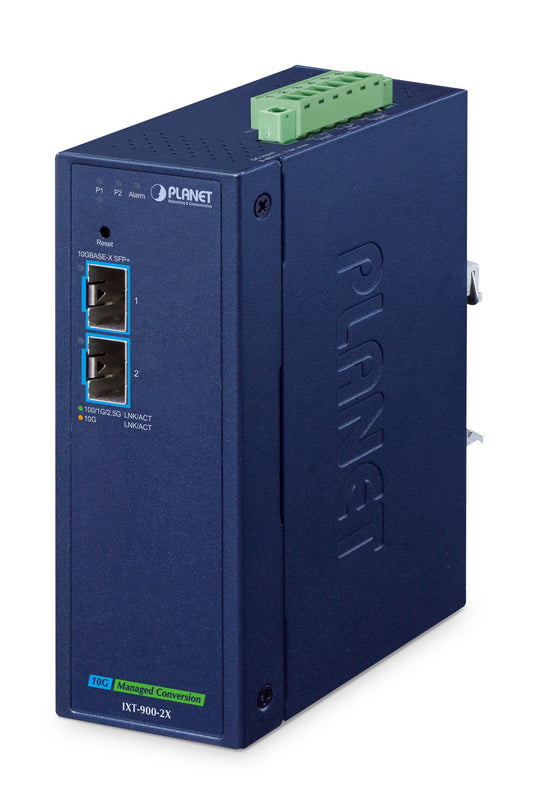 Conversor de Medios Extensor Gestionado Industrial 10GBASE-X SFP+ de 2 Puertos