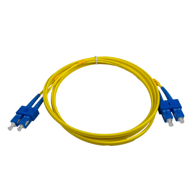 JFSCC2. Cable patch de fibra óptica monomodo dúplex de 2 metros, conectores SC a SC/UPC, diámetro 3 mm, núcleo/revestimiento 9/125 µm.