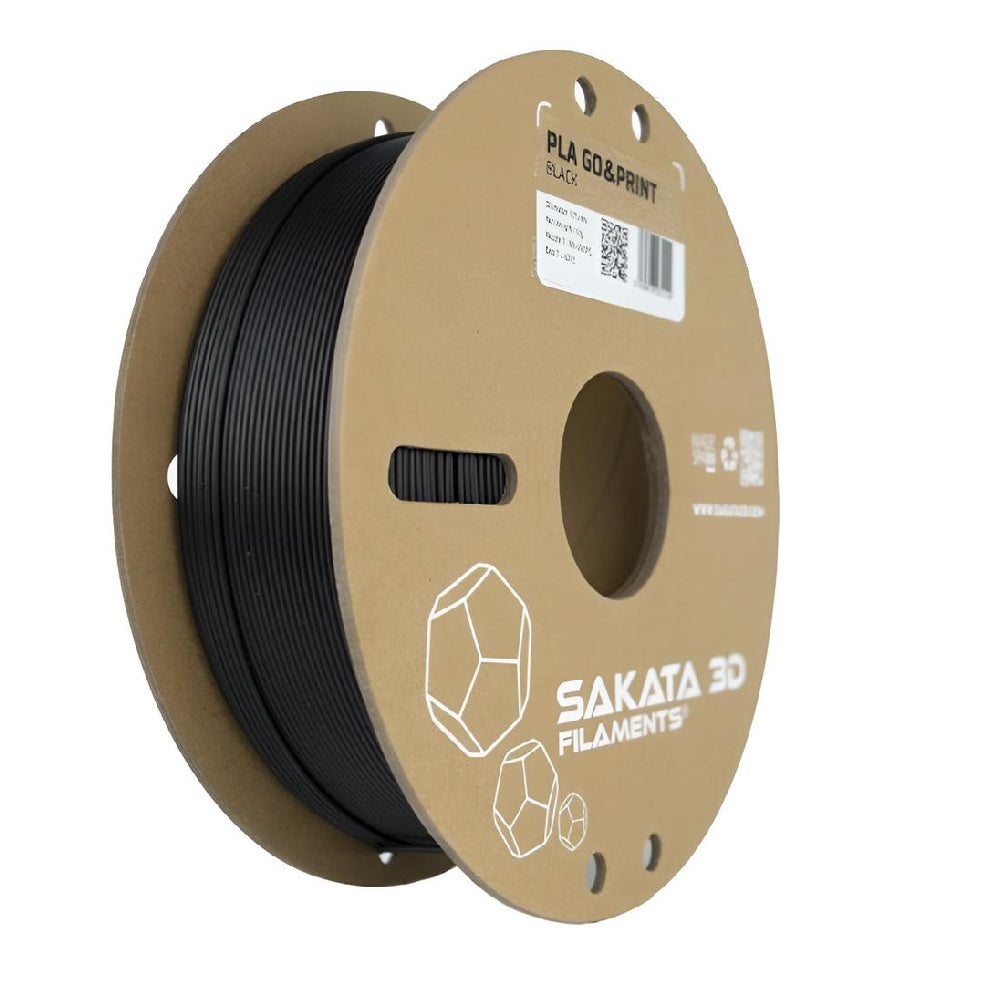 Filamento de impresión PLA GO&PRINT tonalidad Negra diámetro 1.75mm peso 1kg fabricado por Sakata 3D