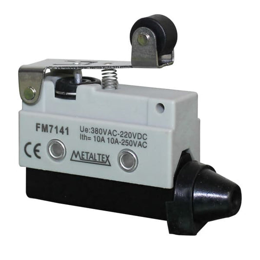 Fines de carrera plástico 10A/250VCA SPDT serie FM7 - Palanca larga con roldana
