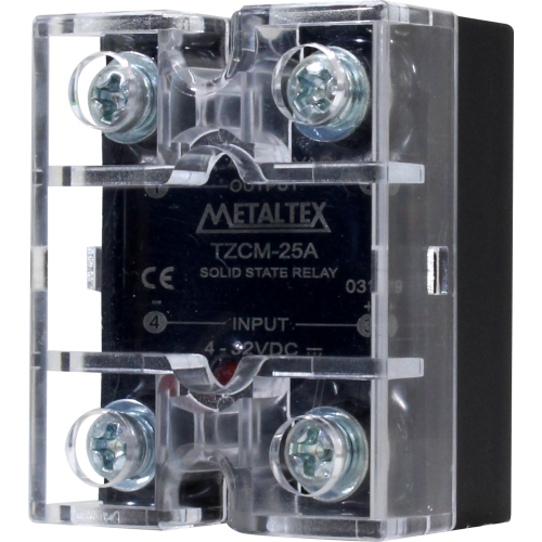 Mini Relé de estado sólido SSR monofásico 1NA control DC 4 a 32VDC con carga de 48 a 440VAC serie TZCM - 25A