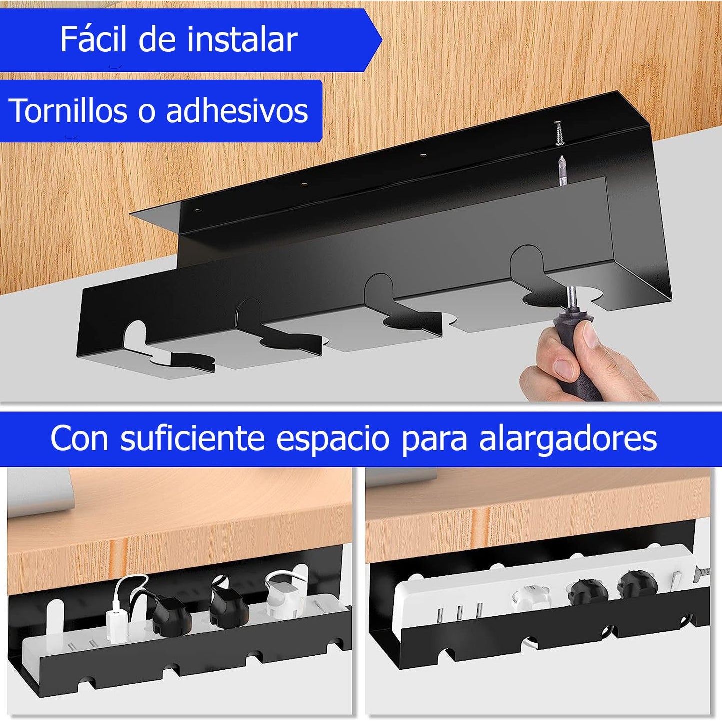 Organizador de Bandejas para Gestión de Cables – Conjunto de 2 Unidades
