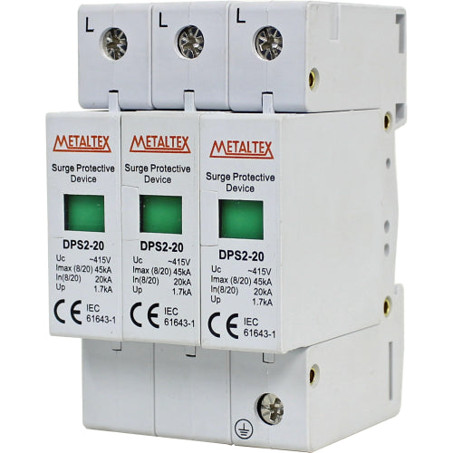 Dispositivo de protección contra sobre tensión 415VAC 20/45KA Tipo II serie DPS2 - 2 Polos