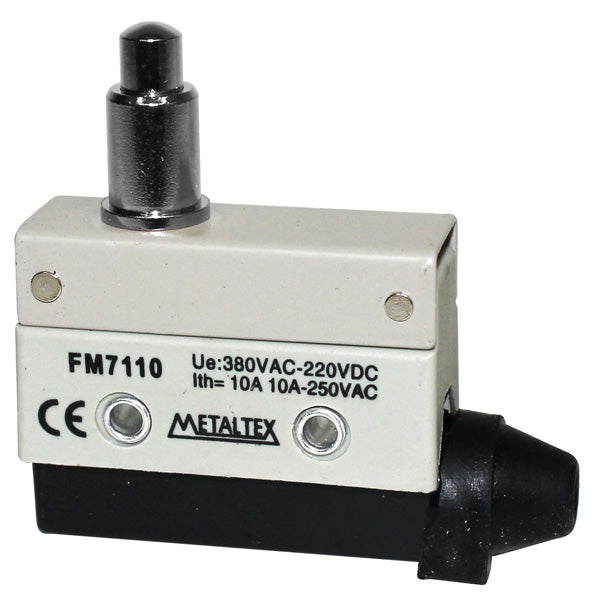Fines de carrera plástico 10A/250VCA SPDT serie FM7 - Pistón con rosca y roldana
